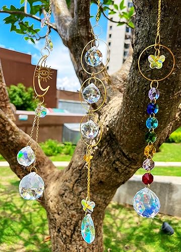 Miniatura 3 de O'la Myth Atrapasoles de cristal colgante, fabricante de arco iris, pirámide de cristal de orgón, cristales de colores, prismas de vidrio para