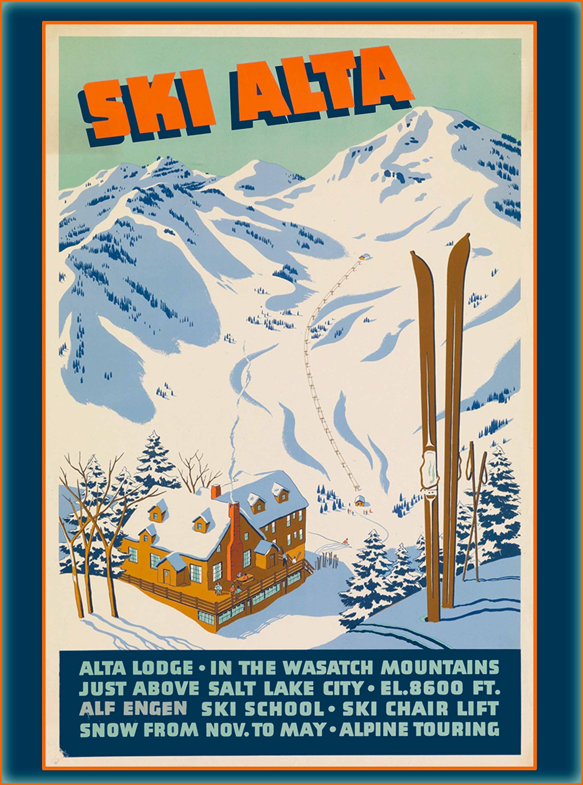 Amazon Com Ski Alta Alta Lodge Wasatch Mountains Salt Lake City Utah United States Of America Vintage Travel Advertisement Art Collectible Wall Decor Poster Print Poster Measures 10 X 13 5 Inches Posters