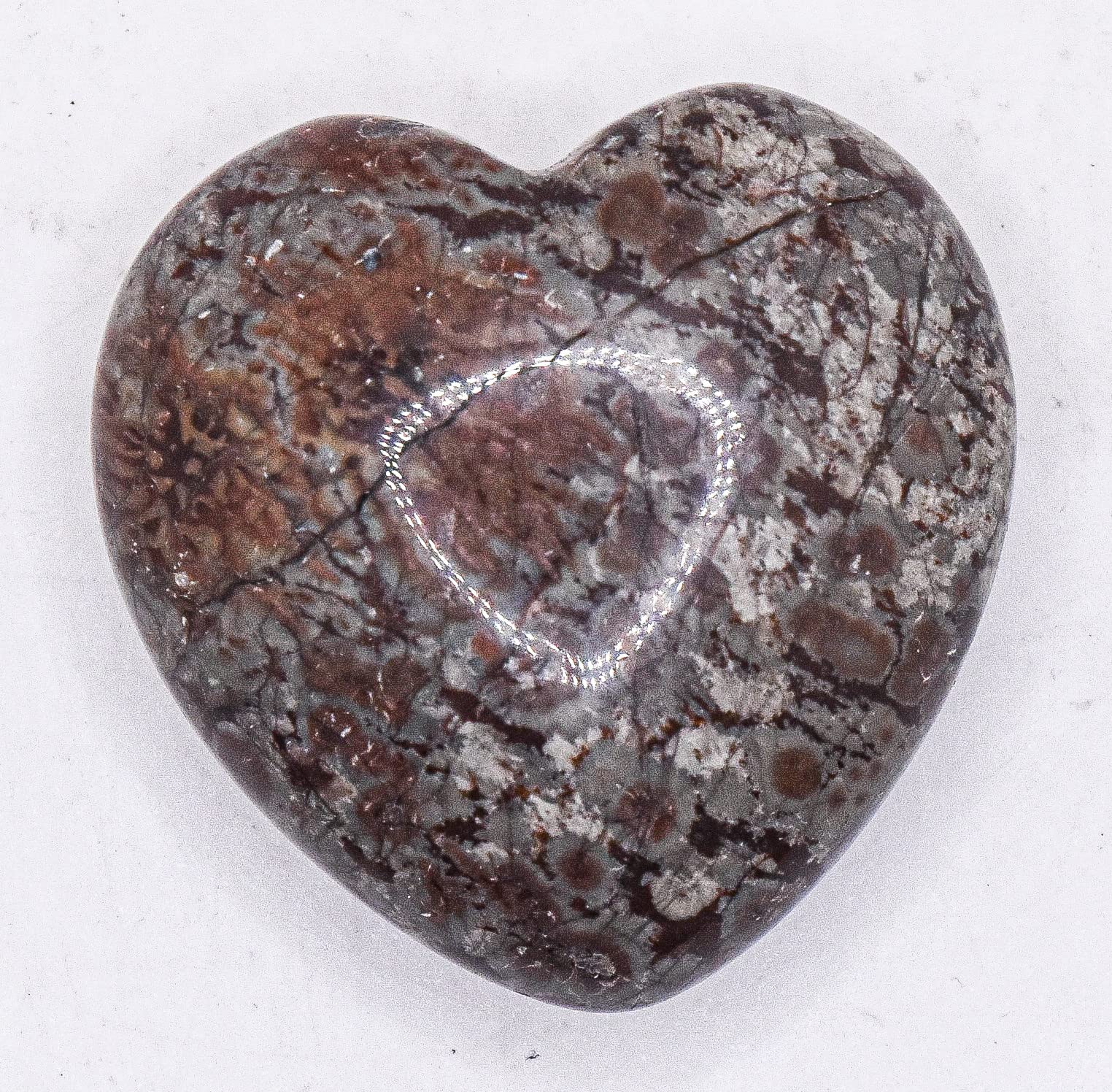 Pair 30mm Stromatolite Fossil Puffy Hearts Polished Natural Fossilized Gemstone Crystal Mineral Specimens - China (2PCs)