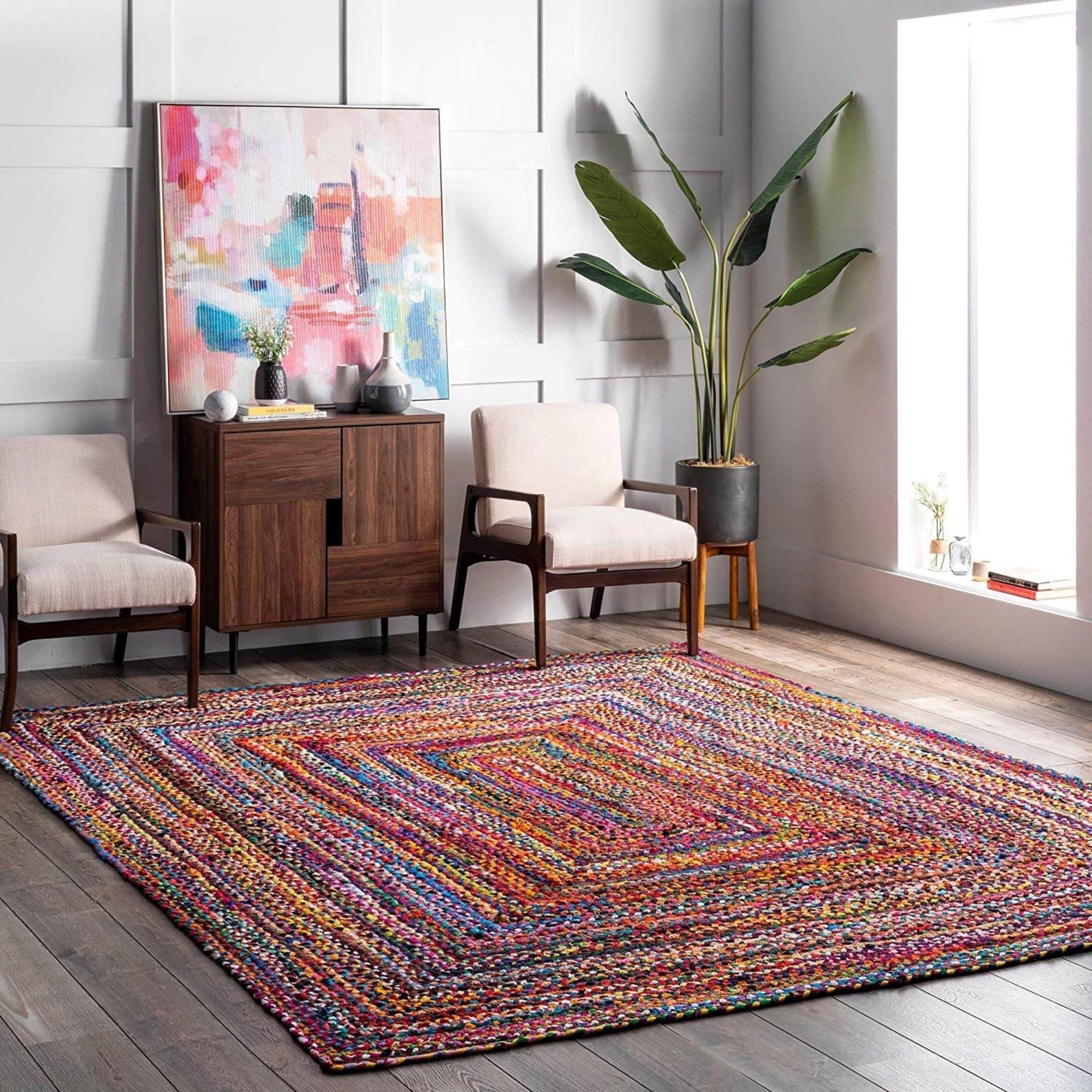 Indischer handgefertigter mehrfarbiger ChindiWohnzimmerteppich aus Naturfasern, umweltfreundlich, 2.6 x 10 Quadratfuß (78 x 300 cm), Läuferteppich, Läuferteppich, Schlafzimmerteppich