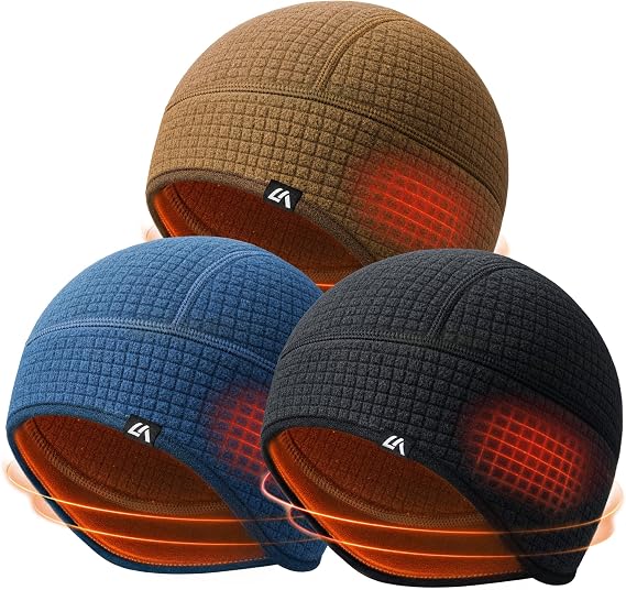 Winter Skull Cap Thermal Waffle Double Fleece Helmet Liner for Men Women