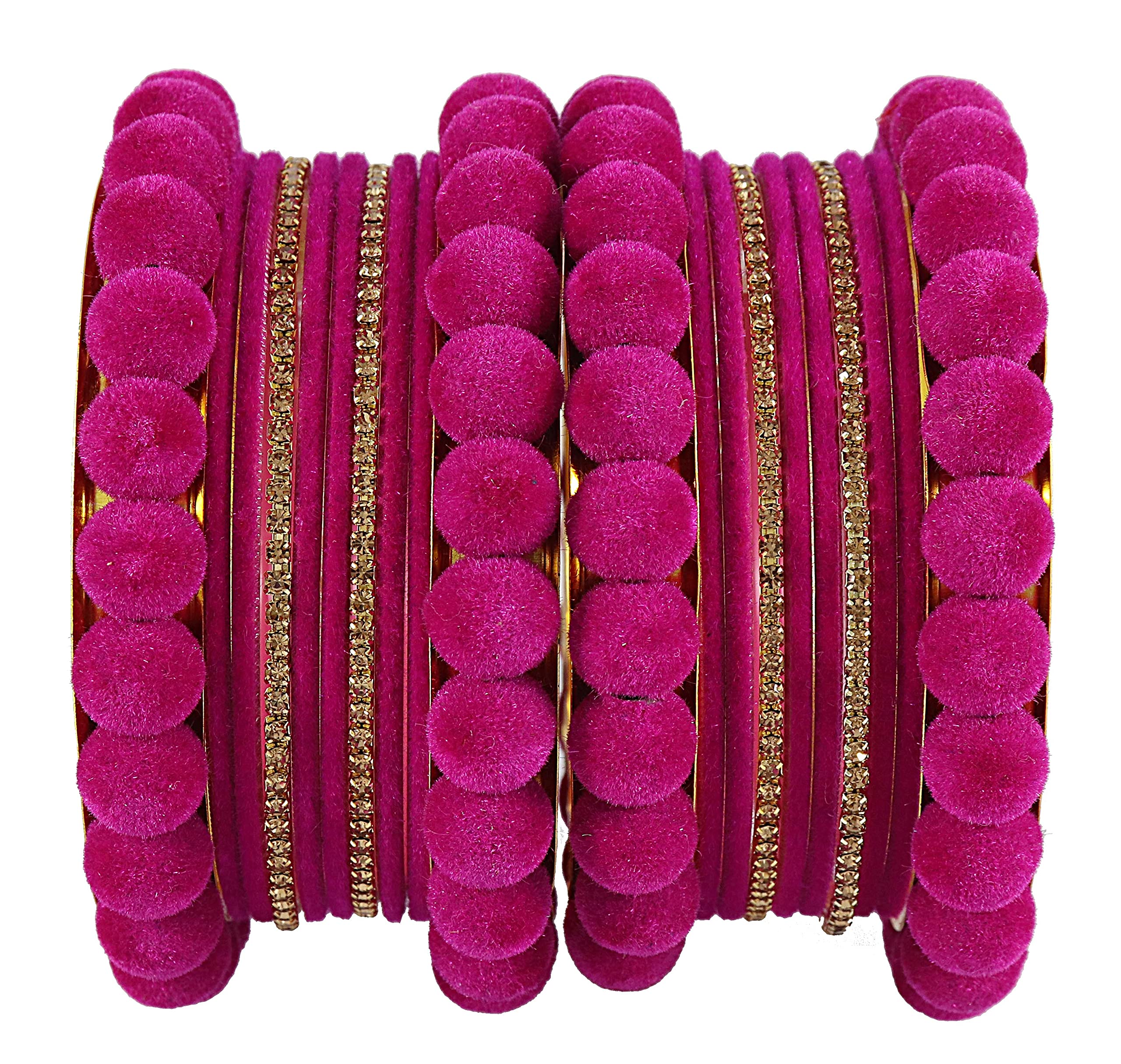 ZULKA Metal with Premium Velvet & Zircon Stone Adorned Bangles Set For Girls and Women I Velvet Bangles Set, Metal Bangles, (ZU_RB2_Magenta-2.8) Pack of 20 Bangles (B095QJRLKY) Amazon Price History, Amazon Price Tracker