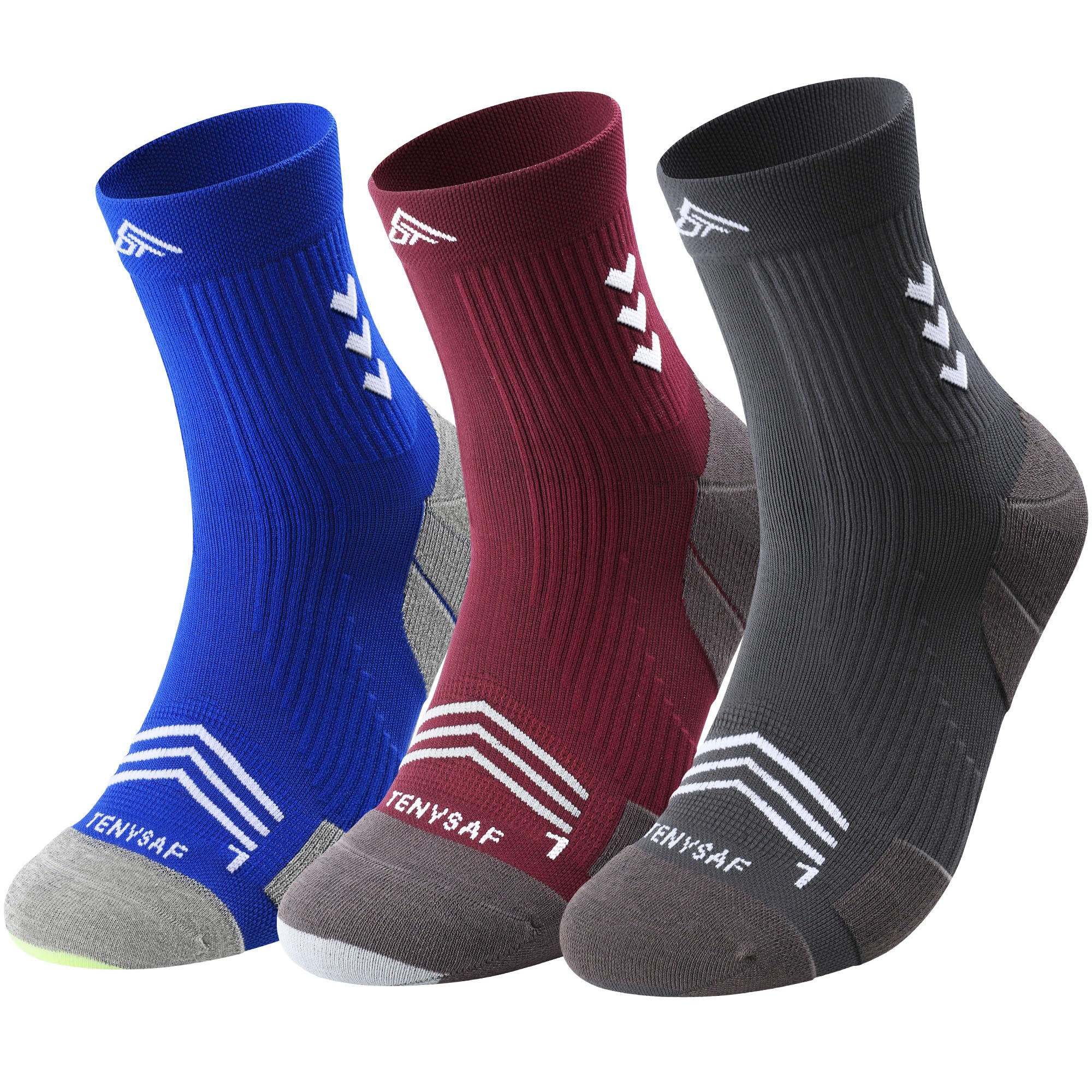 Lounwee Kompression Laufsocken Herren Damen: Anti-Blasen Kompressionssocken 3 Paar Sportsocken für Wandern Basketball Running | Anti-Blasen Kompressionssocken, für Wandern Basketball Running