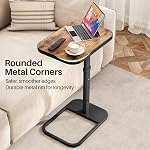 Kitstorack TV Tray Table, Adjustable Height & 90° Flip-Over Panel Design, Sofa Arm End Side Table for Eating Laptop Couch Bed Dinner or Small Spaces (Rustic Brown,Black)