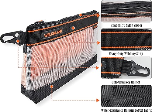 Miniatura 7 de WELKINLAND Bolsa de herramientas transparente, 4 bolsas de herramientas, 13 "bolsa de herramientas, bolsa de herramientas con cremallera, bolsa de