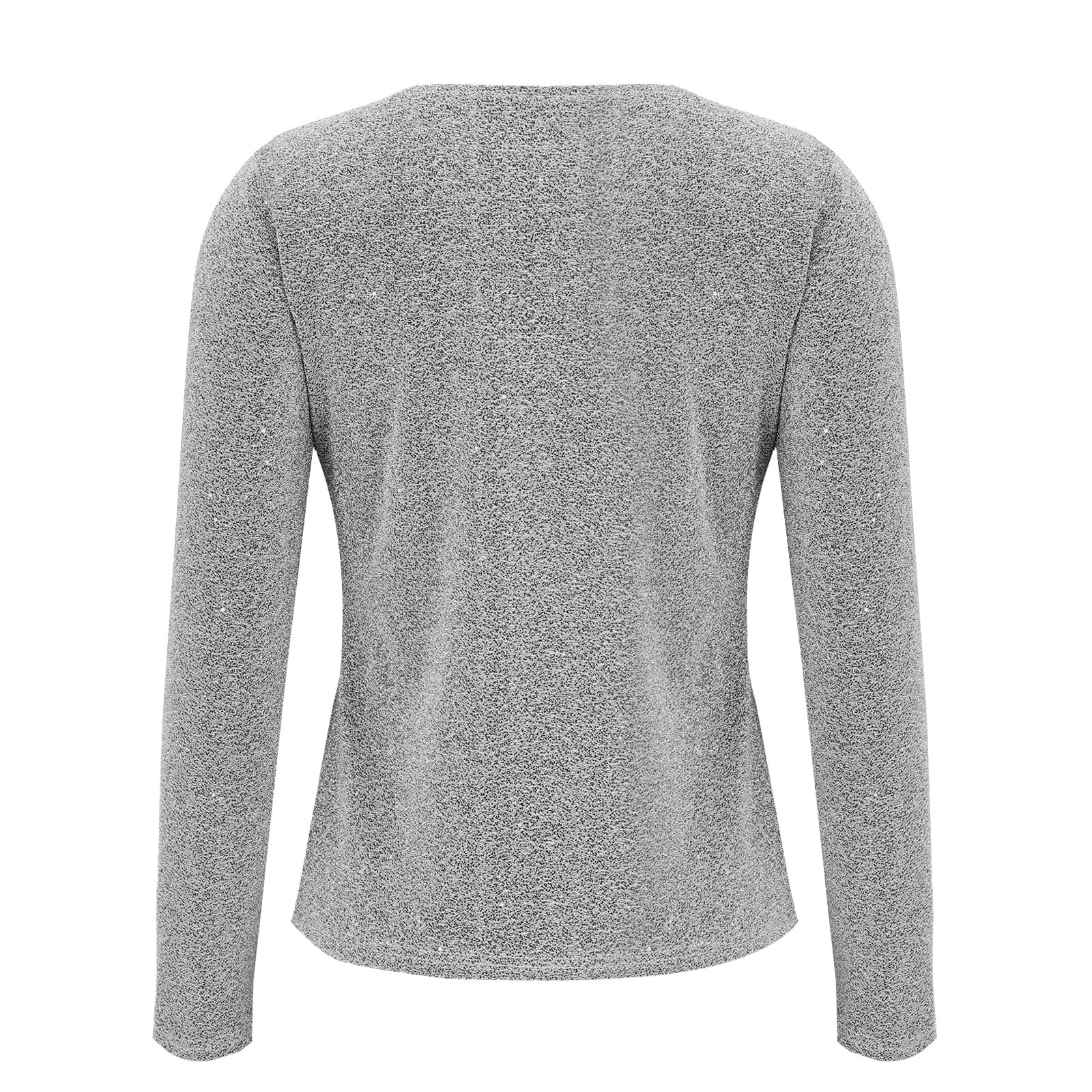 Jersey de lentejuelas para mujer elegante camiseta de fiesta manga larga cuello en V