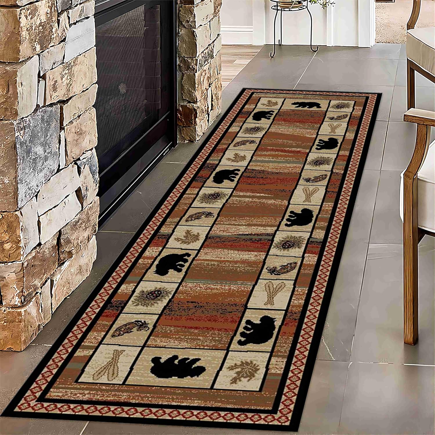 Vintage Country Long Hallway Rugs Runner, 2x6ft, Woodland