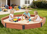 Vista 2 de Caja de arena octágono de madera de 85 x 78 x 9 pulgadas con tapa, arenero grande para niños, patio al aire libre, patio trasero, fácil y rápido