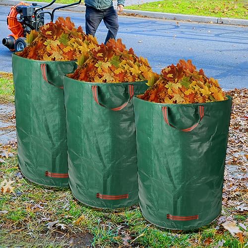Miniatura 4 de Bolsas de basura reutilizables de hojas para jardín y patio, paquete de 3, material grueso duradero de 132 galones