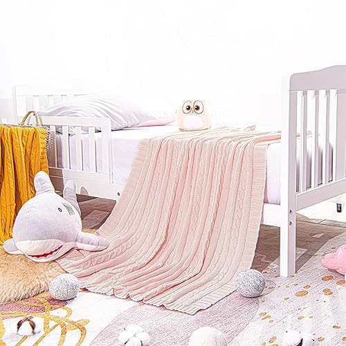 Miniatura 5 de NTBAY Manta de punto trenzado de algodón 100% puro, súper suave, cálida, transpirable, de 30 x 40 pulgadas, para cuna, cochecito, guardería, viajes,