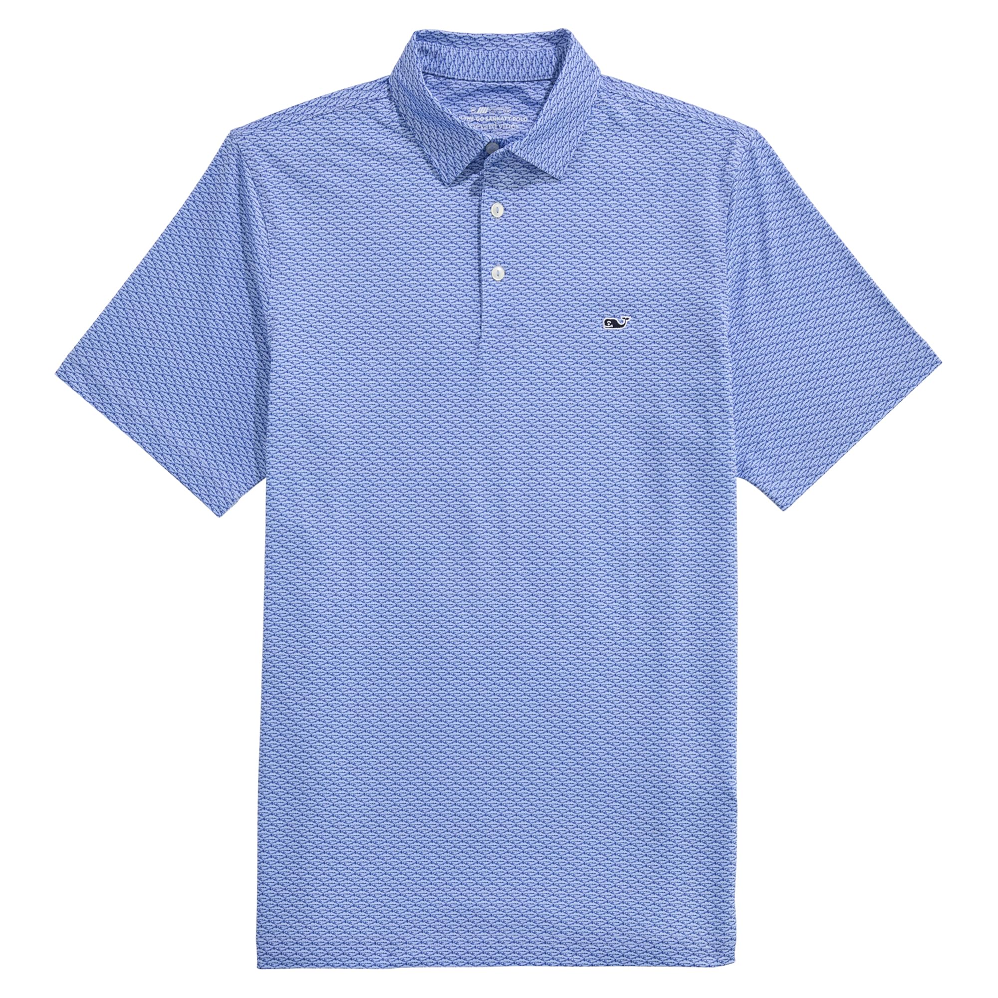 Vineyard Vines Men's Bass Micro Jake Blue Printed Sankaty Performance Polo, Medium