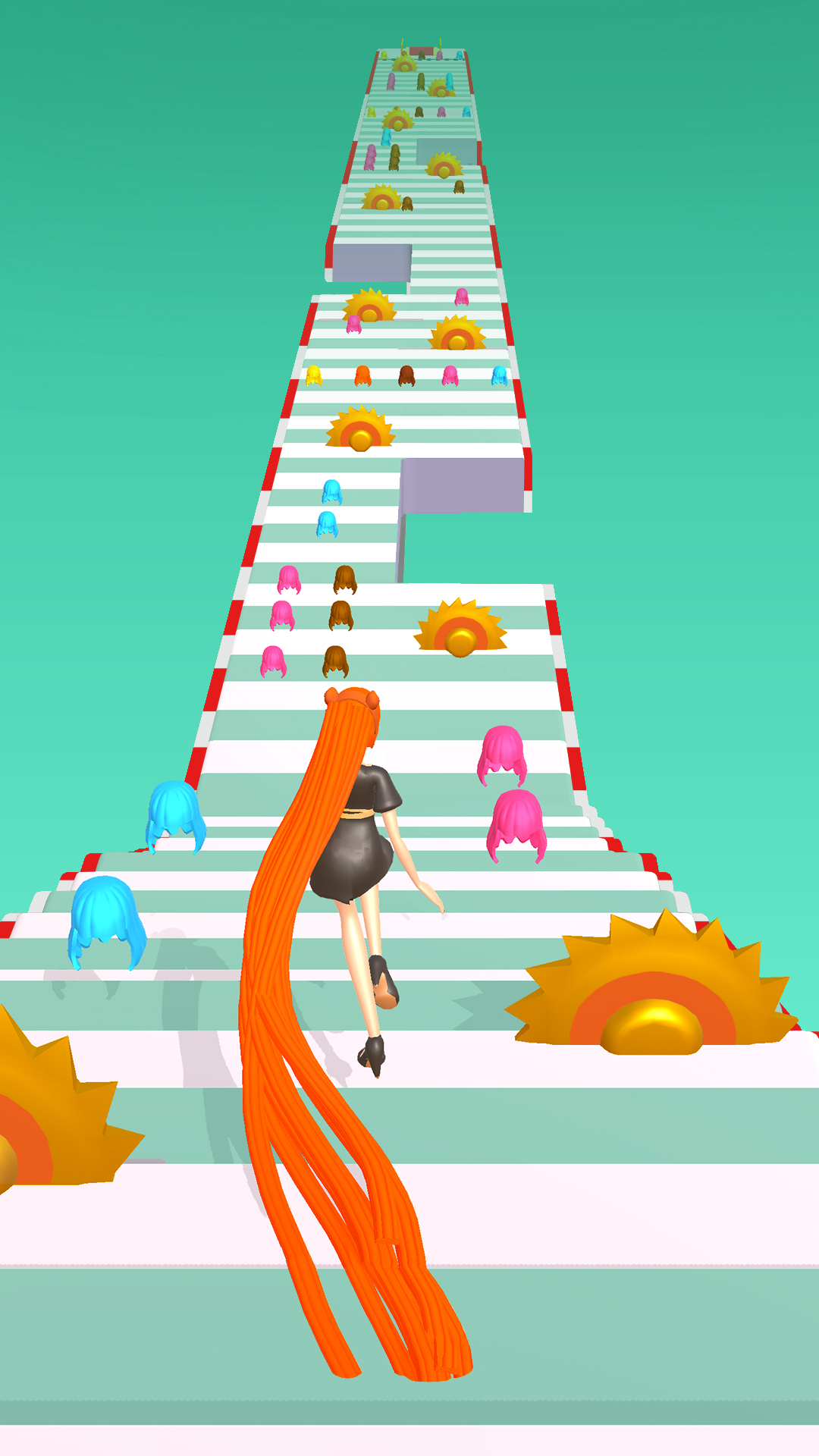 Hair Runner Challenge game 3d to make your hair long by collecting all