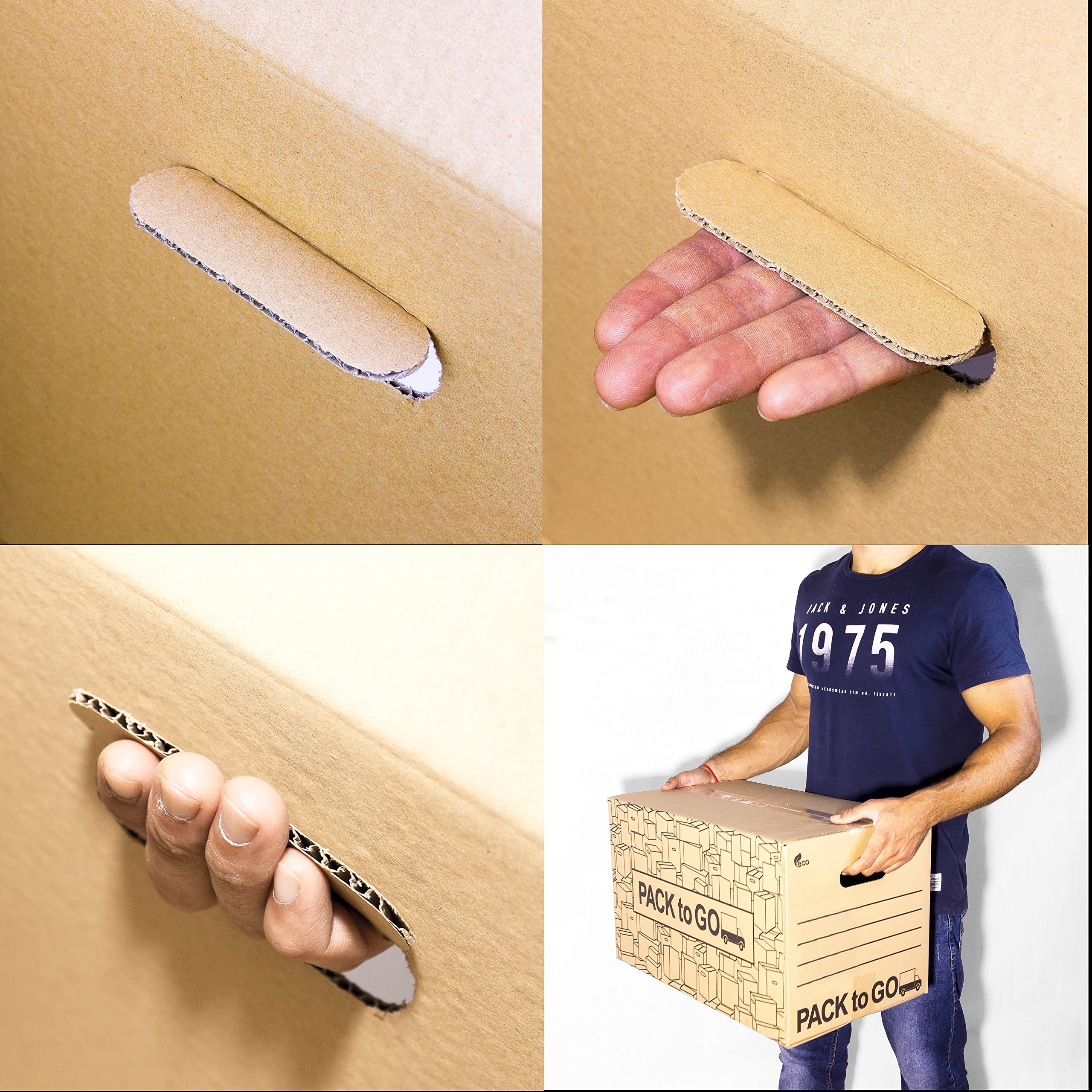 Carton demenagement grand format 60 x 40 x 40 cm, lot de 10, avec poignées, carton renforcé, emballage colis, stockage (Lot de 10 boîtes de 60 x 40 x 40 cm)