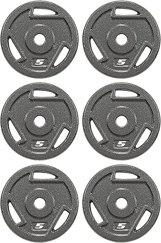 Miniatura 6 de Signature Fitness Placa de peso de hierro fundido para entrenamiento de fuerza y levantamiento de pesas, estándar u olímpico, varios tamaños Centro