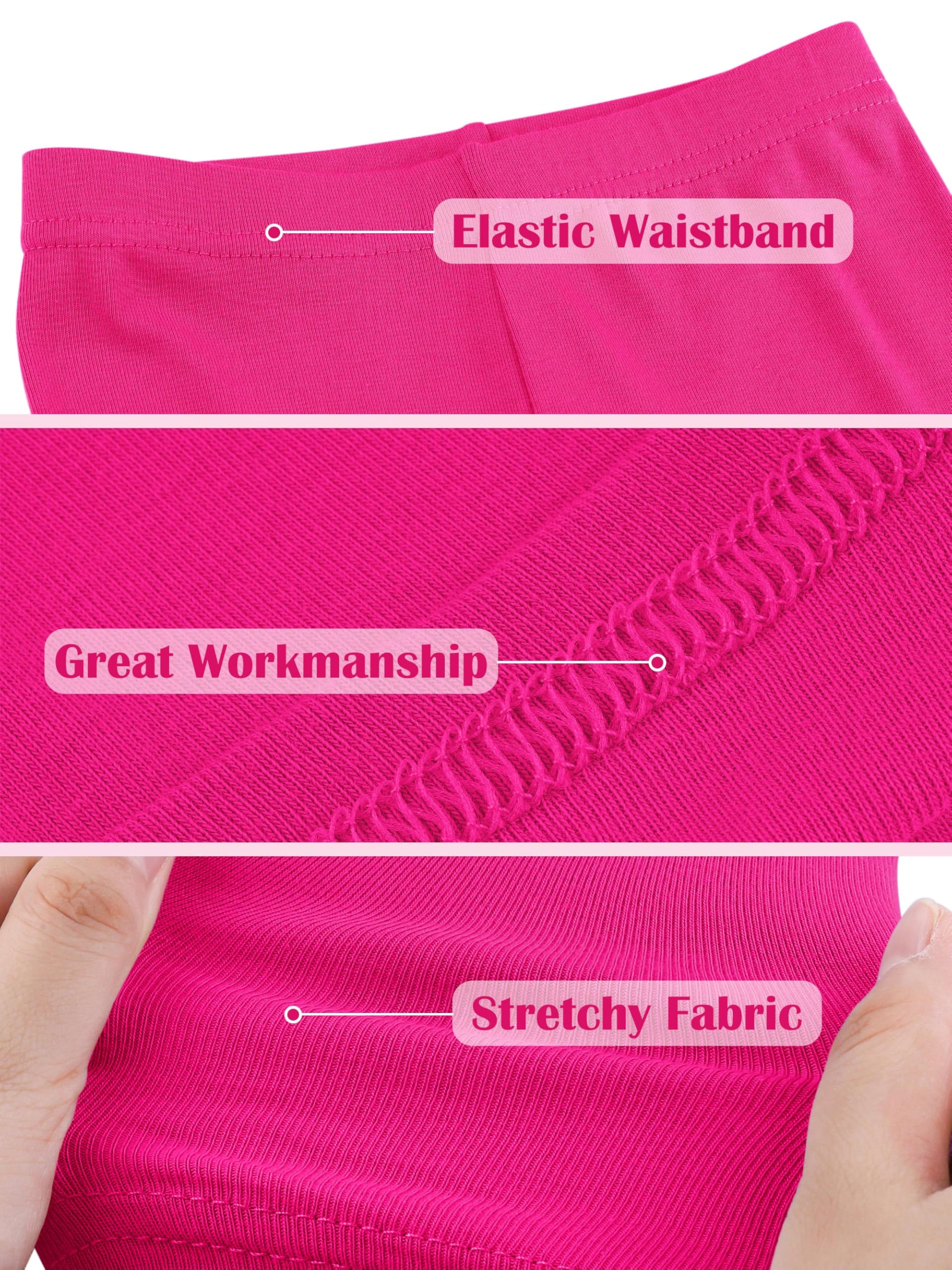 Paquete de 5 leggings de algodón para niñas, longitud completa, suaves, cómodos, cintura elástica, pantalones sin pies