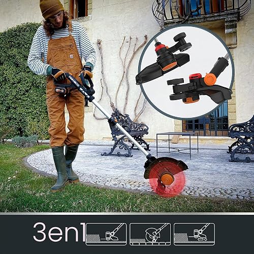 WORX Nitro - Decespugliatore a batteria GT WG173E.9, 3 in 1, decespugliatore/mini tosaerba, PowerShare 20V, motore brushless, larghezza di taglio 33 cm, doppia linea, batteria e caricabatterie non - 5