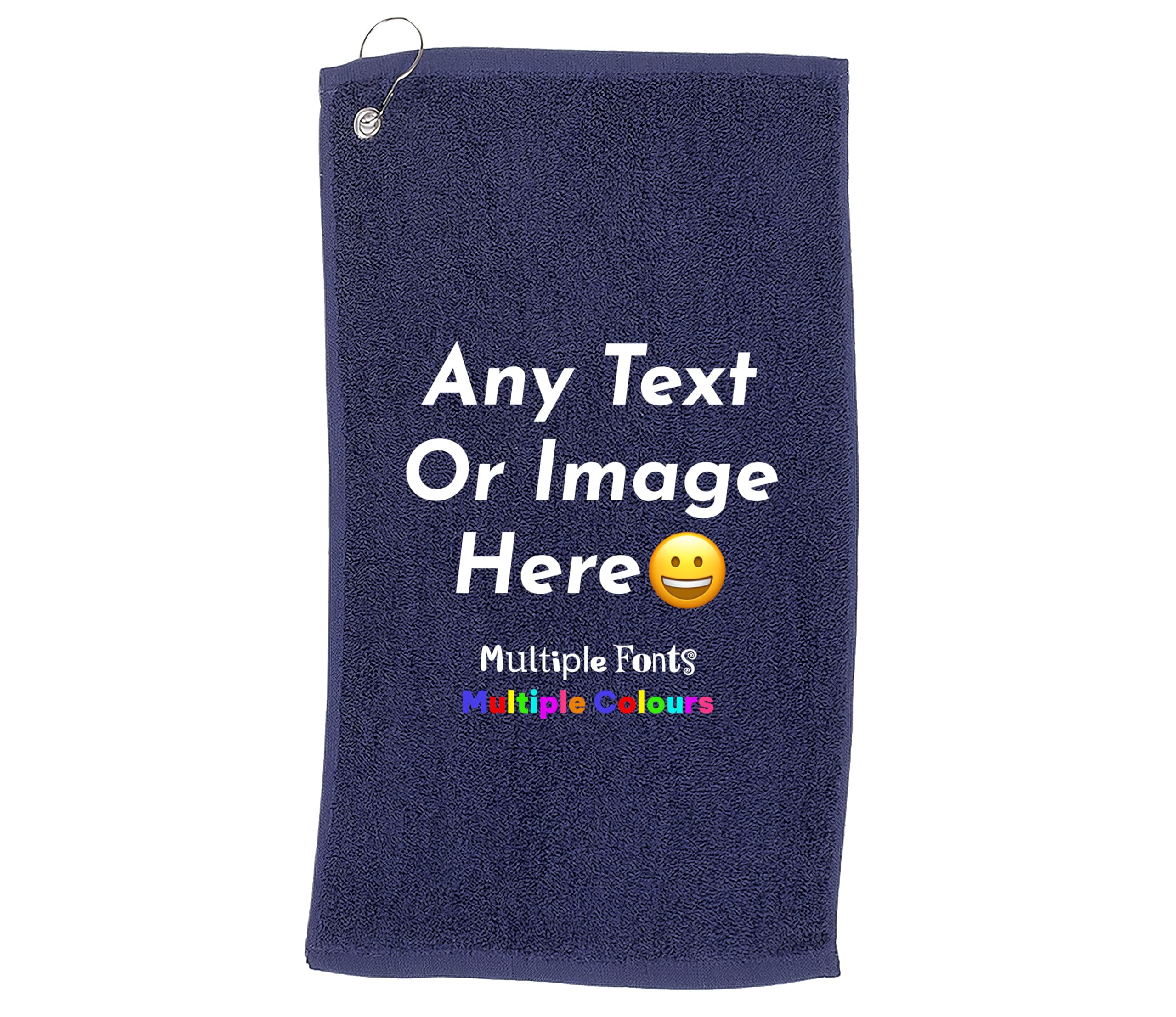 Varsany Navy Custom Golf Towel With Clip – Upload Your Photo or Choose Any Text – Top Golf Gifts For Men
