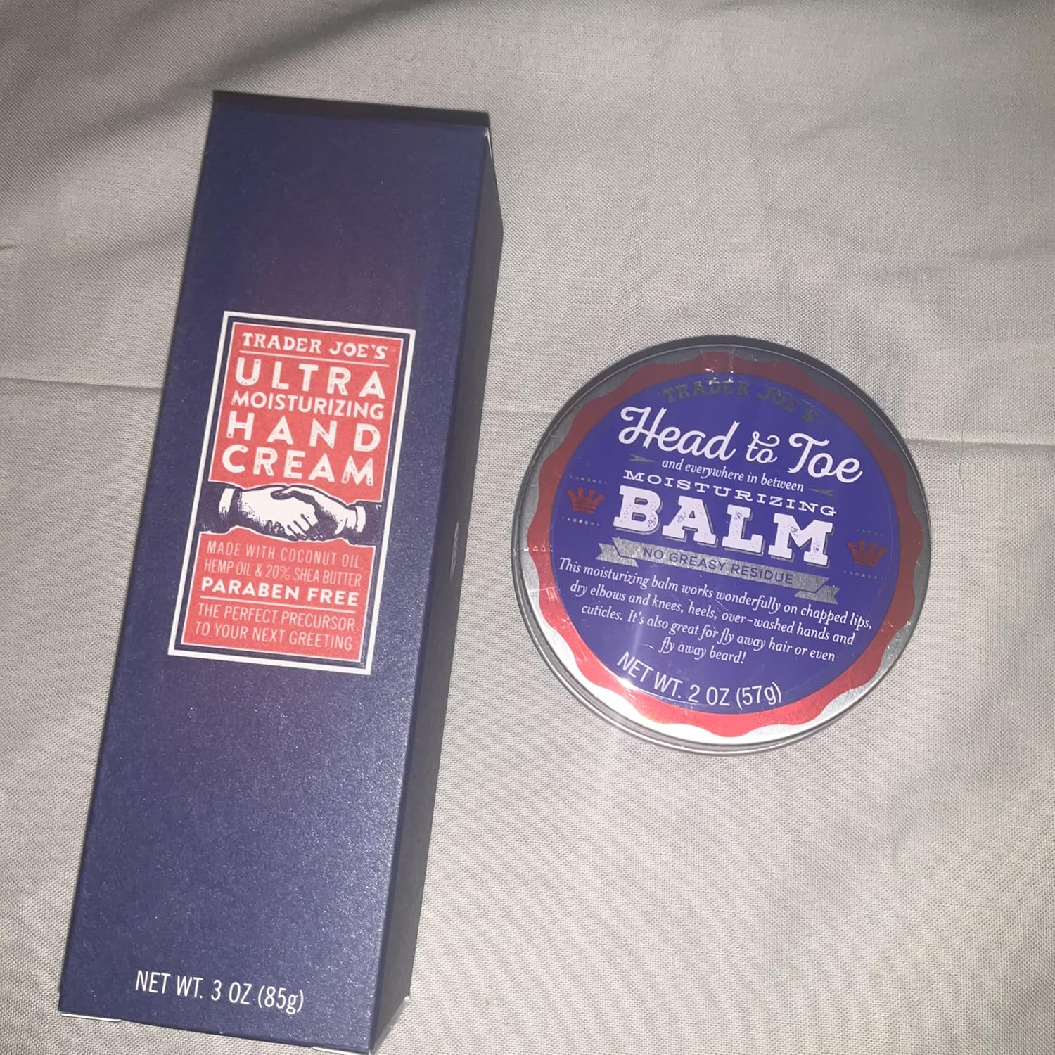 Trader Joe's ultra moisturizing hand cream and head to toe balm set