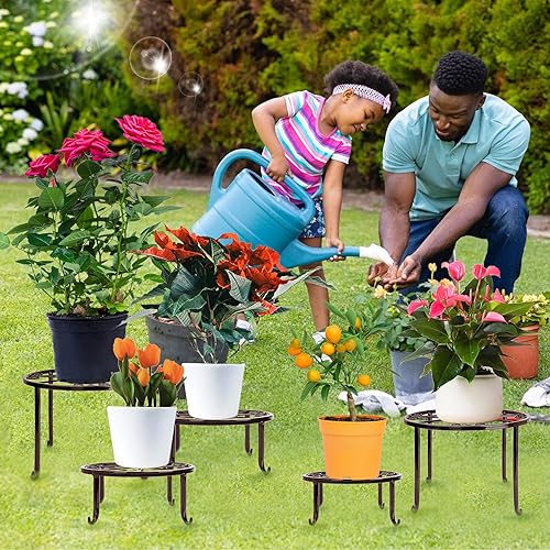 Miniatura 21 de Soporte de metal para plantas, paquete de 5 soportes para plantas de interior y exterior, múltiples soportes resistentes para macetas de flores