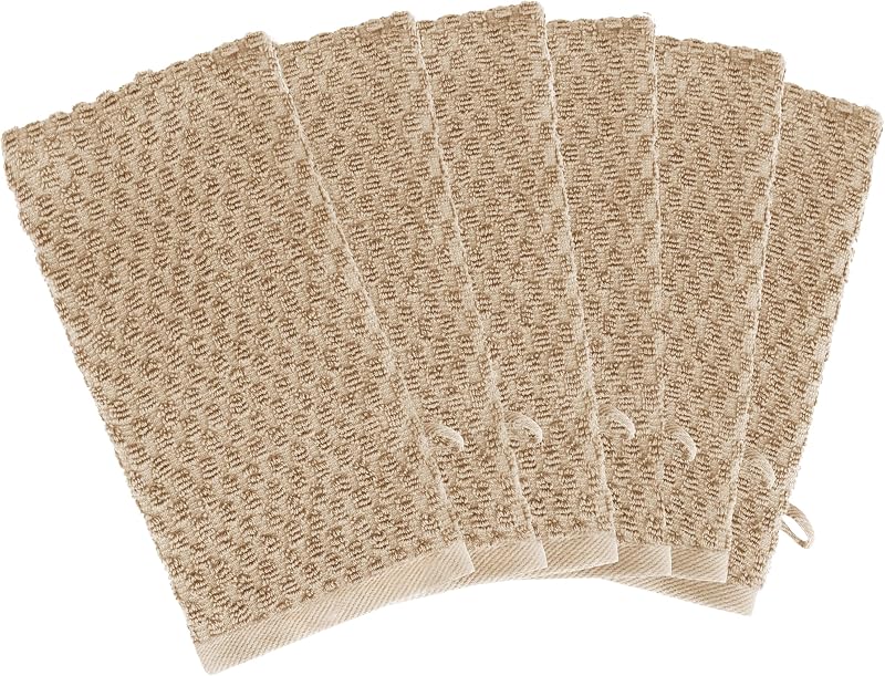 COTTON CRAFT Buchas de Banho em Algodão com Textura Waffle, Bege Linho, Pacote com 6
