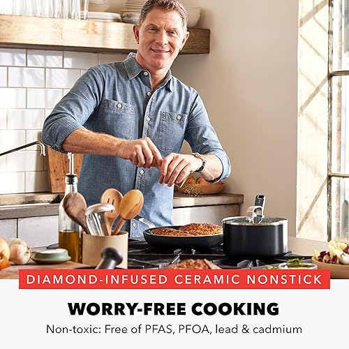 Miniatura 2 de GreenPan x Bobby Flay - Juego de ollas y sartenes de 13 piezas, aluminio de grado profesional, cerámica antiadherente sin PFAS y PFOA, apto para