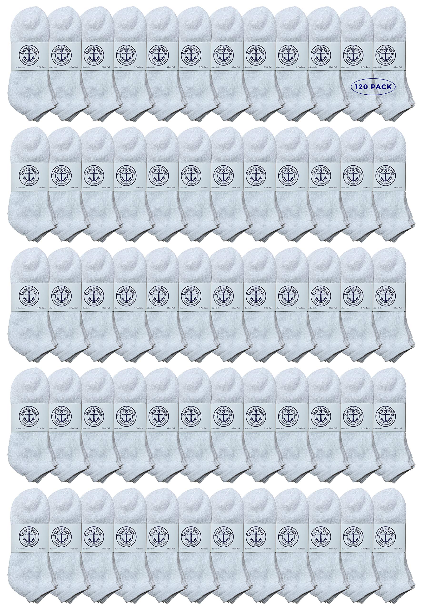 SOCKS'NBULK 120 Pairs Of Mens Cotton No Show Socks, Soft Sports Socks In Bulk, King Size 13-16 (White, 120)