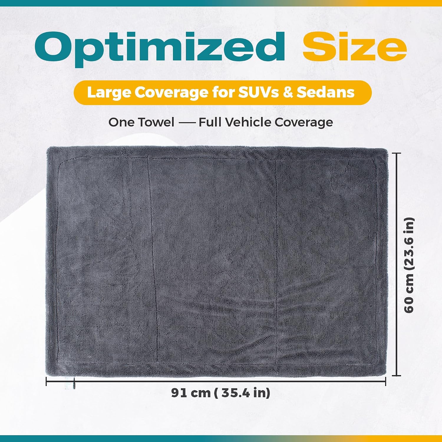 Gleamax™ Twisted Loop Car Drying Towel – 1200 GSM Dual-Sided Microfiber Drying Towel, Ultra Absorbent, Scratch-Free & Streak-Free Car Detailing Towel, 24x35 Inch Gray, Large Drying Cloth