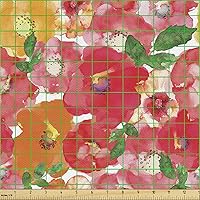 Vista 137 de Ambesonne Tela de Fiesta Popstar por Yarda, Estilo de Dibujos Animados Garabatos Dibujados a Mano Tema Musical Impresión de Arte Lineal, Tela