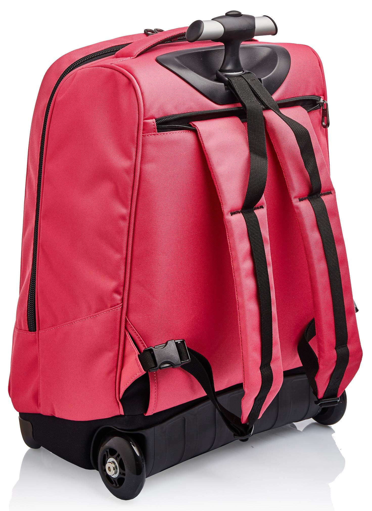 Invicta Sac à Dos à Roulettes, Benin Solid, Sac à Livres à Roulettes, 2 En 1, Sac à Dos + Trolley, Eco-Friendly, Filles et Garçons, pour L'École, le Sport, Pochette pour Ordinateur Portable, Rose