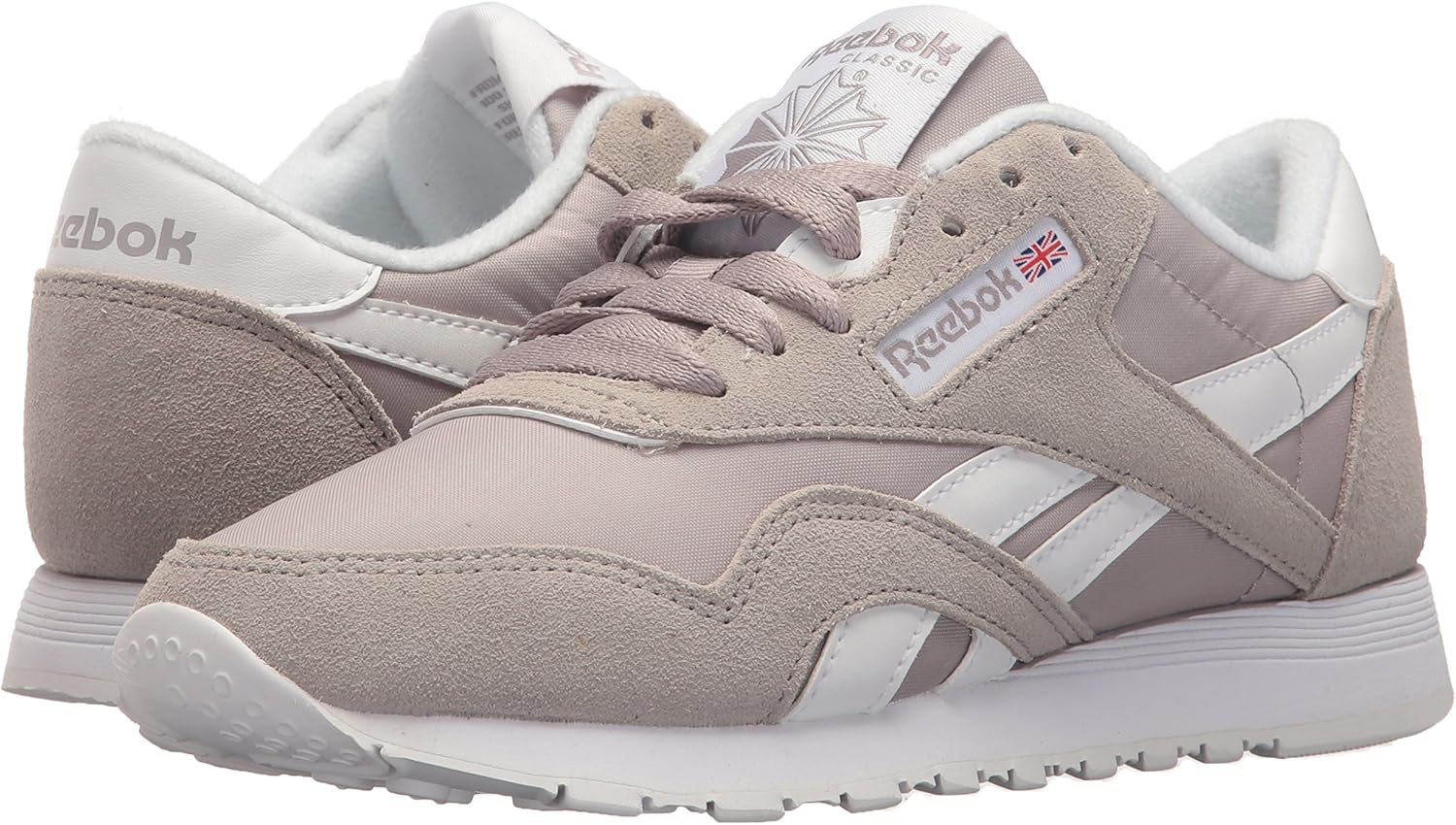 Reebok Men's Classic Nylon Sneaker, Whisper Grey/White, 4
