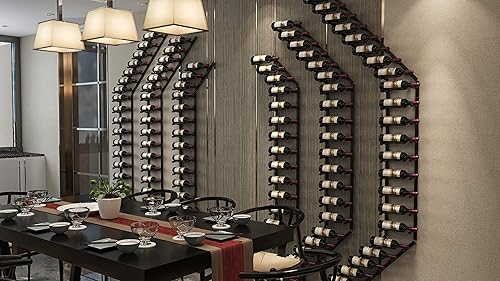 Miniatura 5 de VintageView Vino Pins Flex Sistema de estante de vino de metal montado en la pared (negro mate/aluminio, 27 botellas)