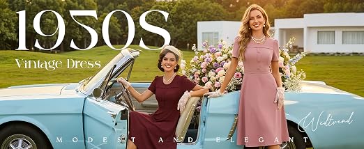 Wedtrend 1950's Vintage Dresses for Women Elegant Church Dress Fit and Flare Dresses Tea Length Cocktail Dress with Pockets WTP30025BlackS : Clothing, Shoes & Jewelry