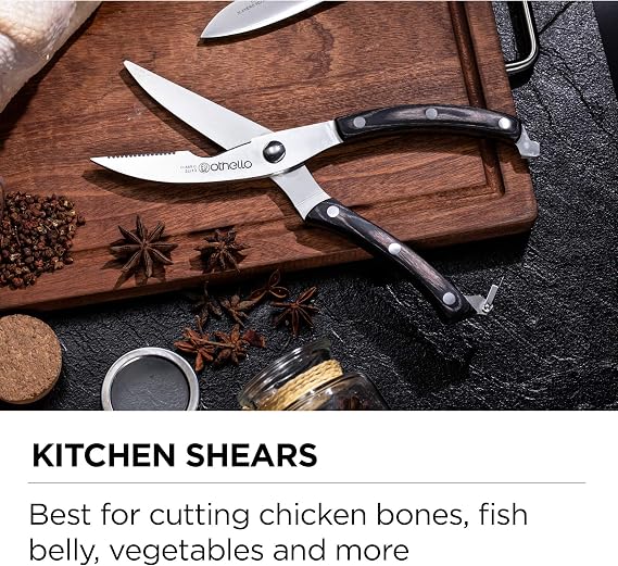 Othello CL-FK6 Classic Knife Set with Wooden Block Kitchen Knives, Silver