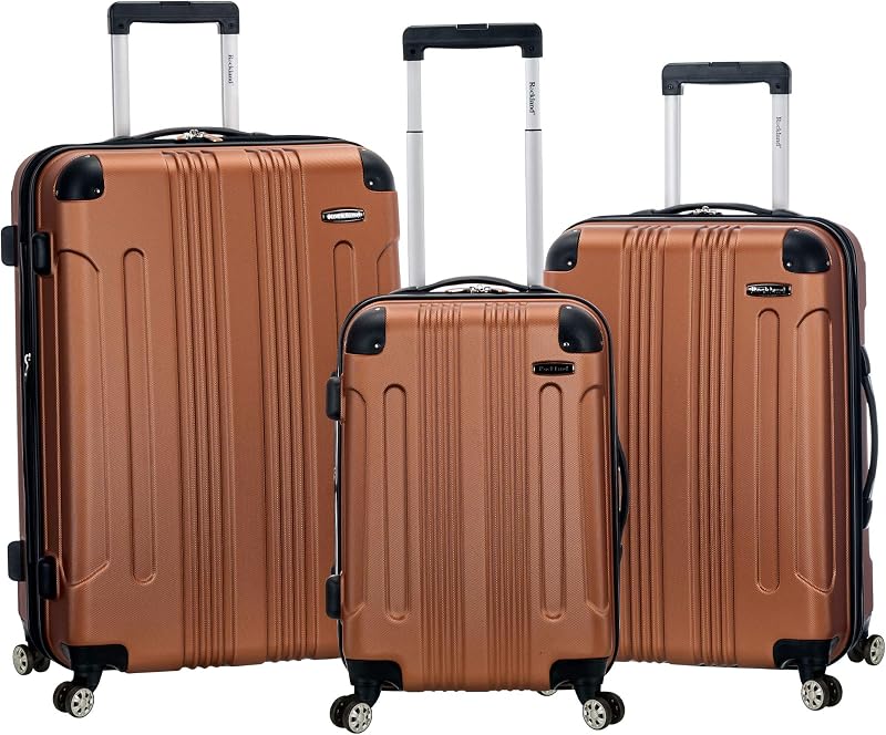 Rockland London Hardside Juego de equipaje con ruedas giratorias expandibles de 3 piezas, (20"/24"/28"), marrón