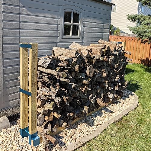 Vista 12 de Mofeez - Kit de soporte de almacenamiento para leña al aire libre, soporte de almacenamiento de madera para chimenea, ajustable a cualquier longitud