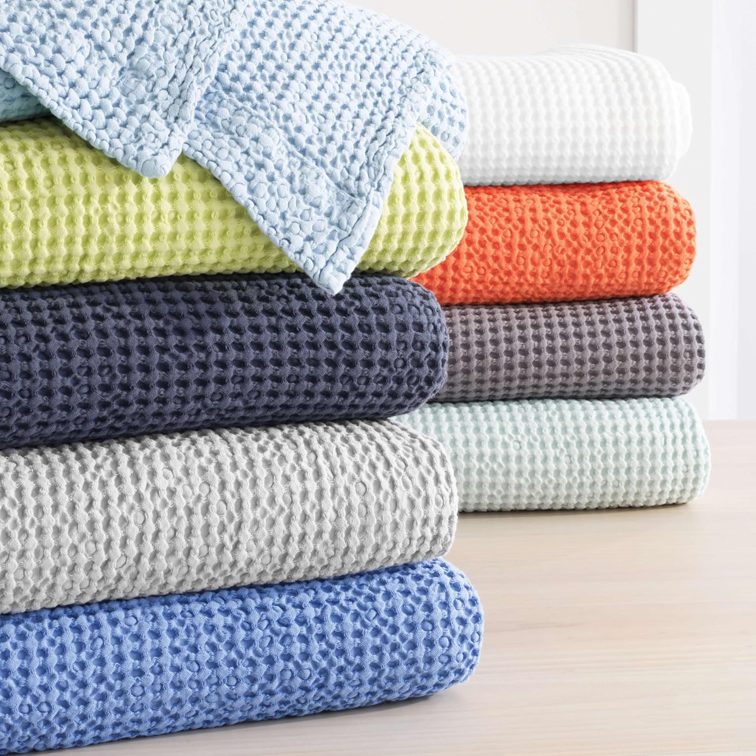 Pine Cone Hill Bubble Tangerine Matelasse Coverlet, Queen Size, Yellow/Orange Solid Pattern