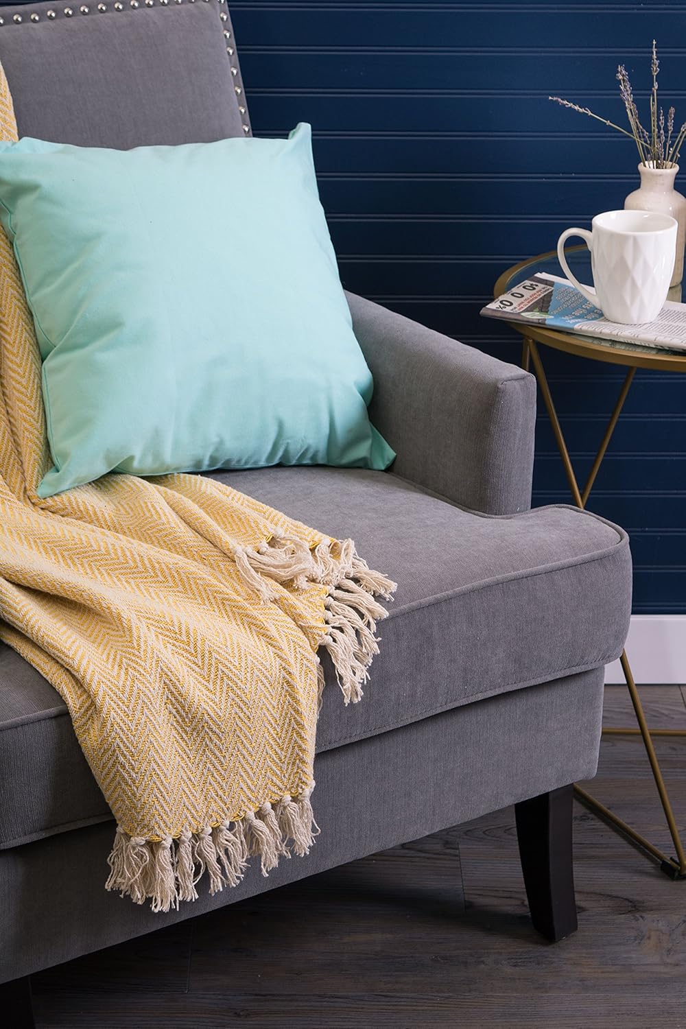 DII Chevron Throw Collection Handloomed Cotton, 50x60, Marigold - Image 4