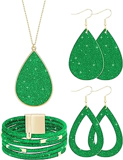 Hicarer 4 Pcs Jewelry Set for Women Necklace Earrings