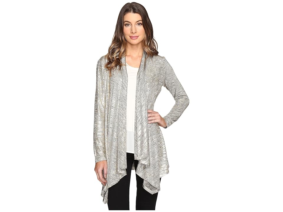 

Calvin Klein Metallic Flyaway Knit Long Sleeve (Gold) Women's Clothing