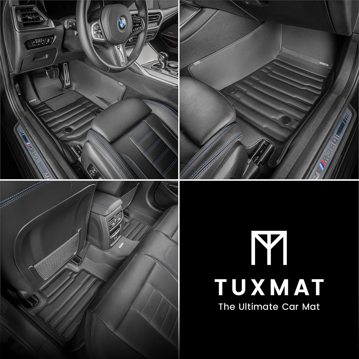 TuxMat - for BMW 4-Series Coupe AWD 2021-2026 Models - Custom Car Mats - Maximum Coverage, All Weather, Laser Measured - This Full Set Includes 1st and 2nd Rows