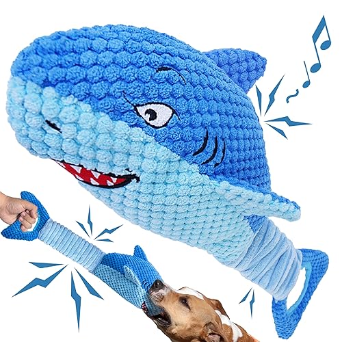 Squeaky Dog Toys for Large Dogs – Interactive Plush Shark