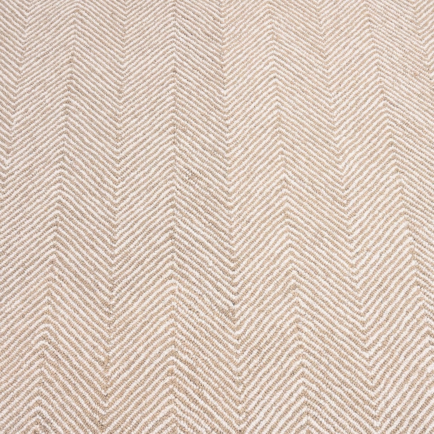 Modern Herringbone Chevron Collection Handcrafted Wool Area Rug - Durable, Zigzag Pattern, for High Traffic, Contemporary Design for Living Room, Bedroom, Dining Room Decor (Sand Beige, 8' x 10')