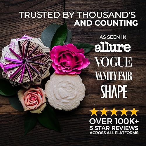 Miniatura 2 de Viori Barra de champú de aceite esencial de rosa de manzanilla hecha con agua de arroz, barras de champú totalmente naturales hechas a mano, sin