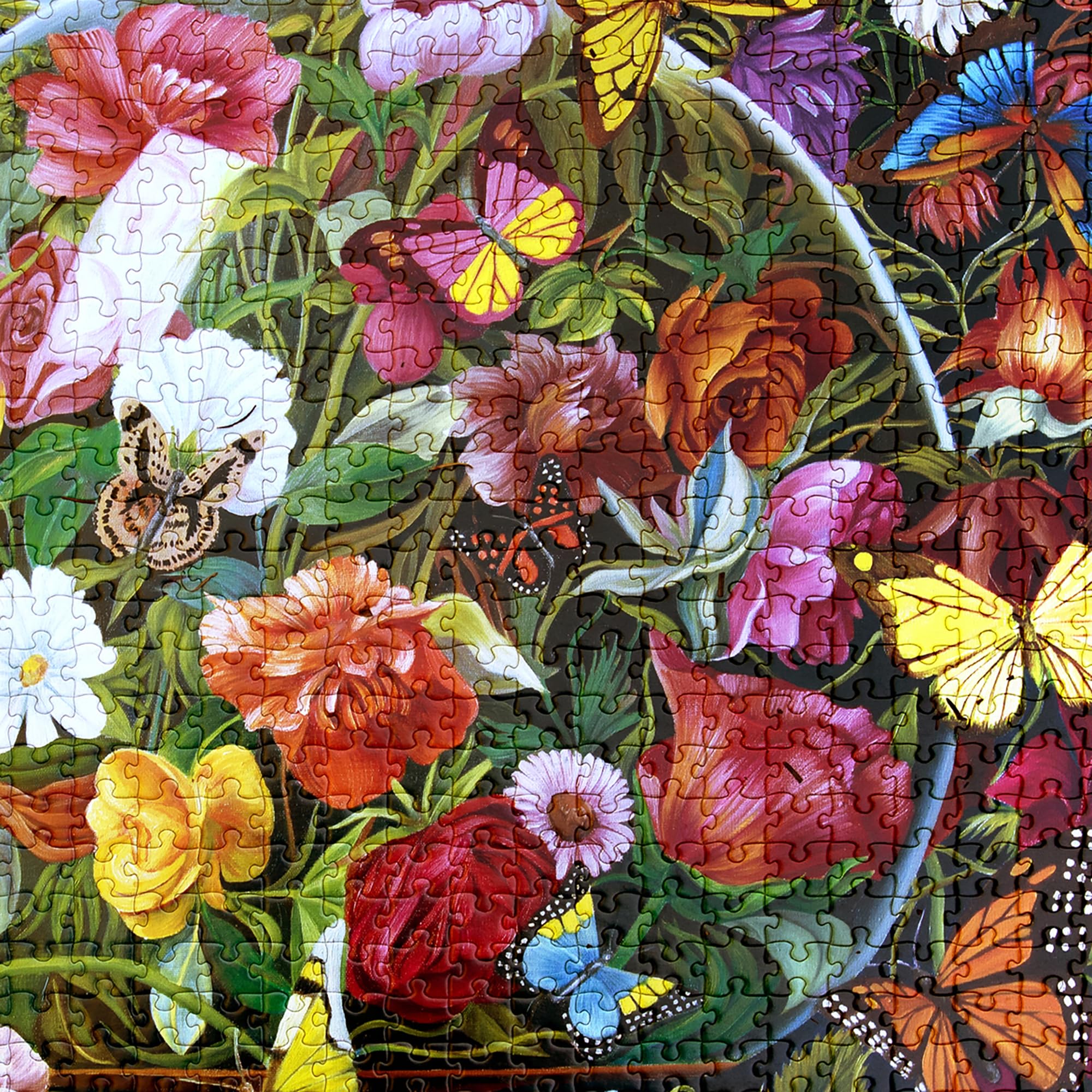 eeBoo 1000 Piece Puzzle -  Jigsaw Puzzle for Adults, Square 23" x 23" Made with Recycled Board & Vegetable-Based Ink: Butterfly Still Life