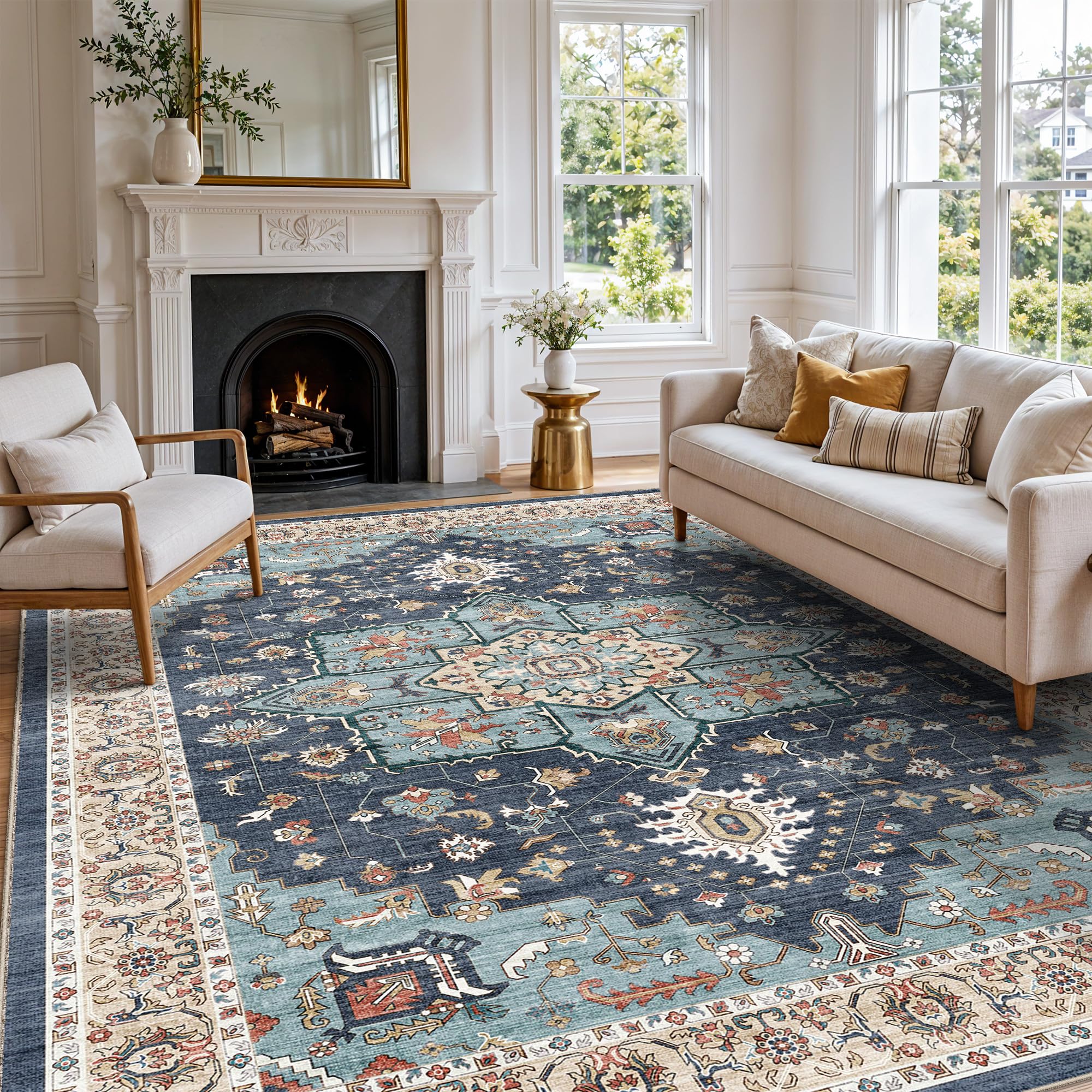 Photo 1 of 10x14 Area Rug: Large Rugs for Living Room Soft Thin Stain Resistant Carpet