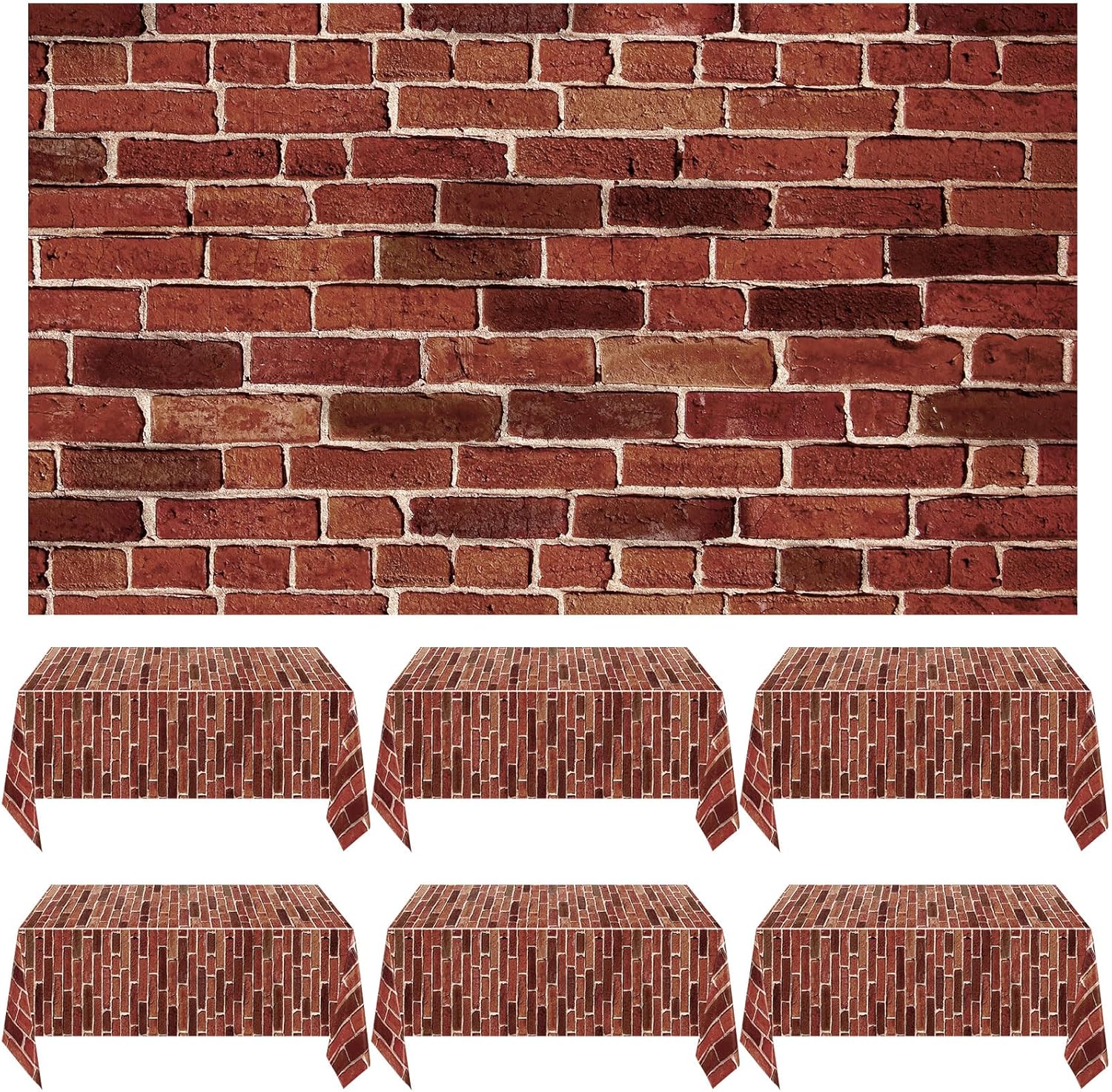 Chuangdi Brick Stone Wall Stone Wall Scene Setter Brick Sheet Wallpaper Curtains Door Removable Tablecloth Photo for Halloween Christmas Party and Home Decor(Gray,6 Pcs)