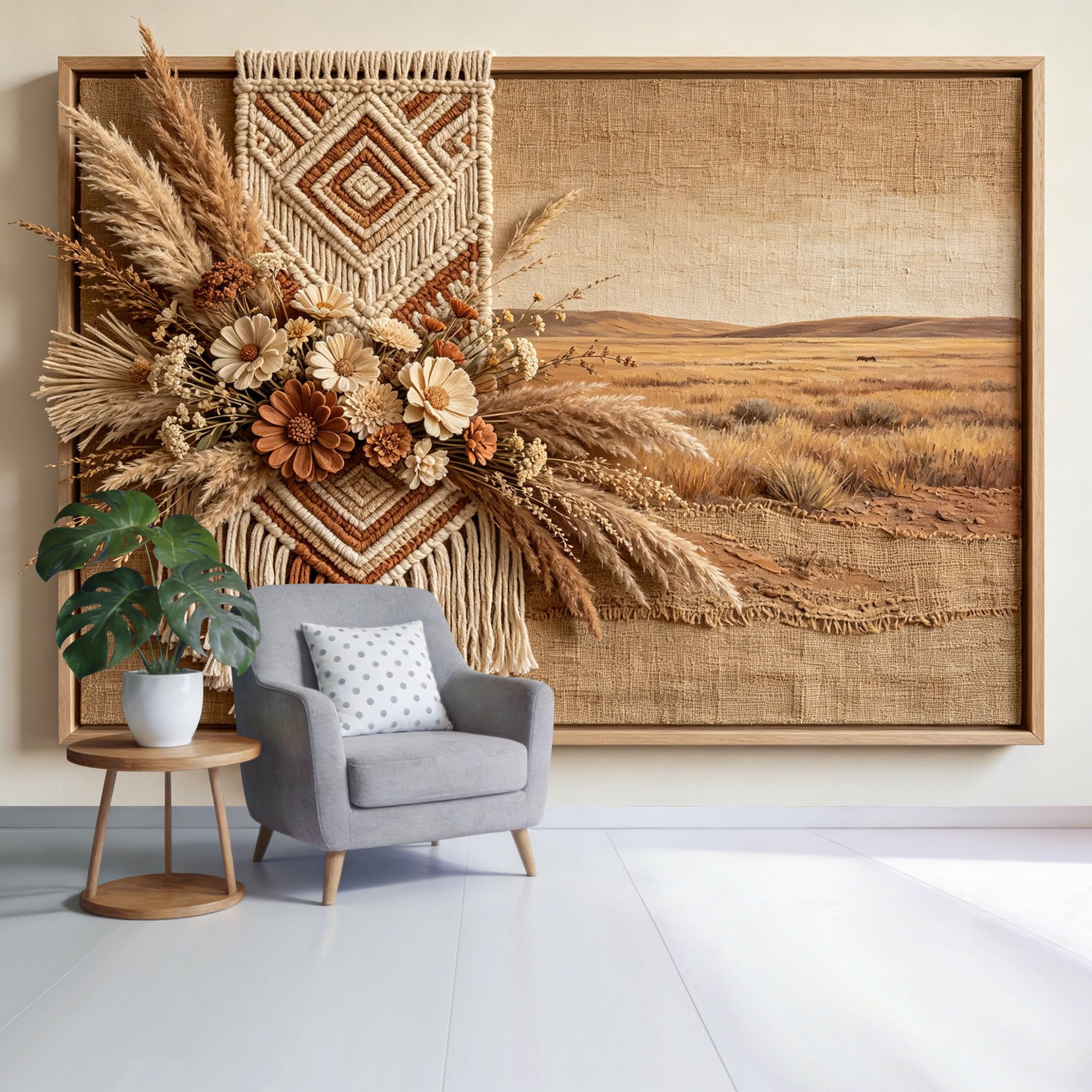 Custom Size Wall Mural Boho Farmhouse Dried Pampas Grass Floral Arrangement Desert Landscape Texture SelfAdhesive Wall Fabric Removable Wallpaper for Home Office Decor