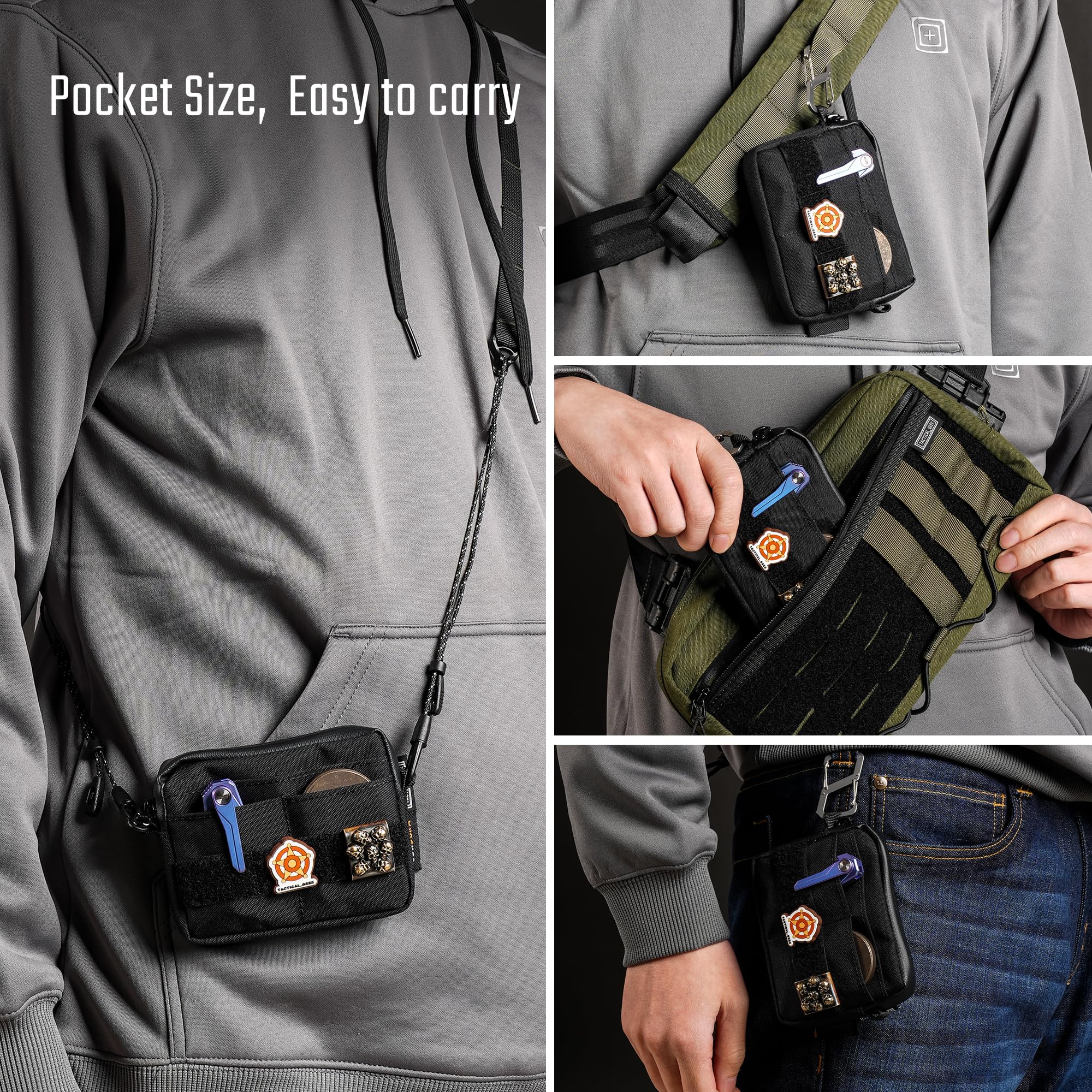 TACTICAL GEEK Storage A3 EDC Pouch Organizer, Nylon Multi-Functional Utility Small Tool Pocket - Image 4