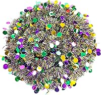 Vista 10 de KIMOBER Guirnalda de oropel de Navidad de 32.8 pies, guirnalda metálica con punta de escarcha verde negruzco para árbol de Navidad, decoraciones