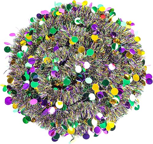 Miniatura 10 de KIMOBER Guirnalda de oropel de Navidad de 32.8 pies, guirnalda metálica con punta de escarcha verde negruzco para árbol de Navidad, decoraciones